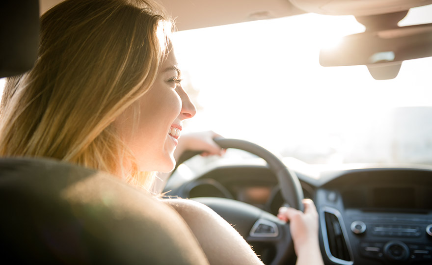 Woman driving a car